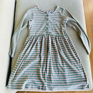 Girls Hanna Andersson peach and green colored sweater dress SZ 130 cm